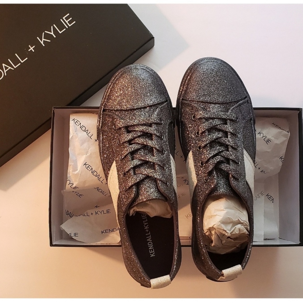 Kendall and Kylie Obey sparkle and shine sneakers.